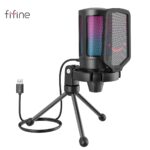 Fifine ampligame usb microphone for gaming streaming with pop filter shock mount&gain control,condenser mic for laptop/computer